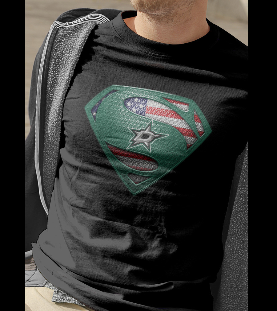 Dallas Stars Superman American Flag T-Shirt