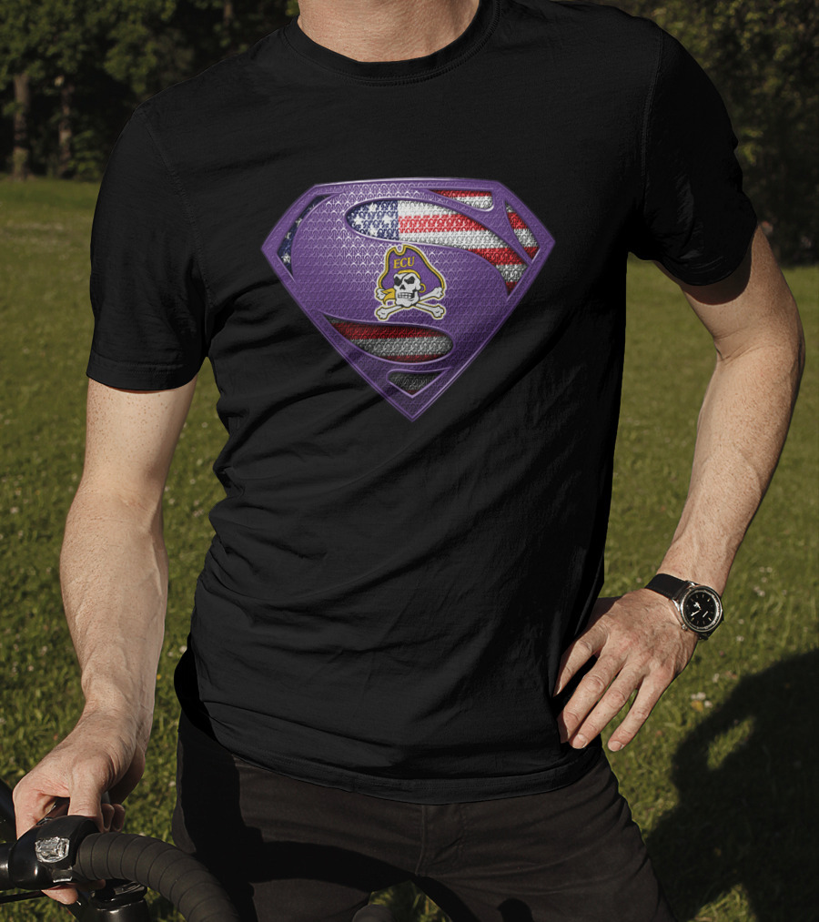 Ecu Pirates Superman Shield American Flag T-Shirt