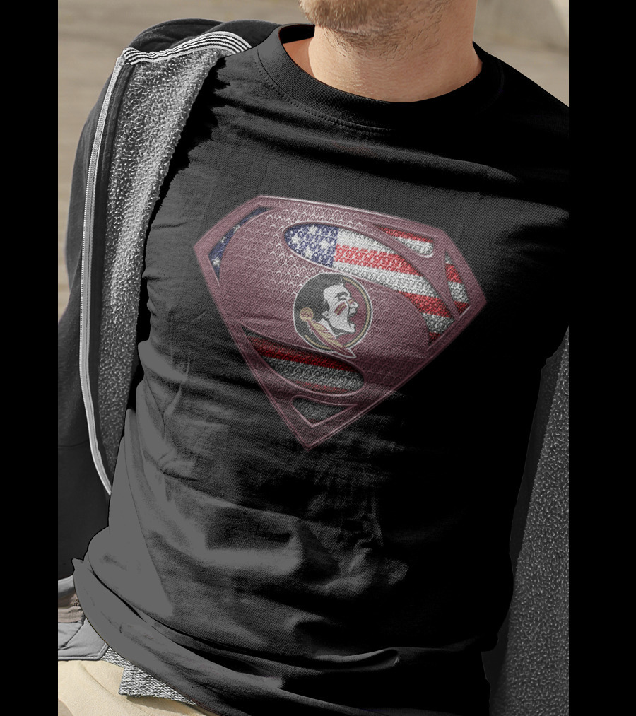 Florida State Seminoles Superman Logo American Flag T-Shirt