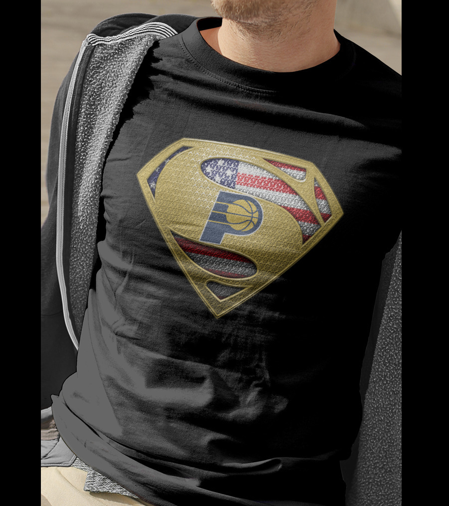 Indiana Pacers Superman Shield American Flag T-Shirt