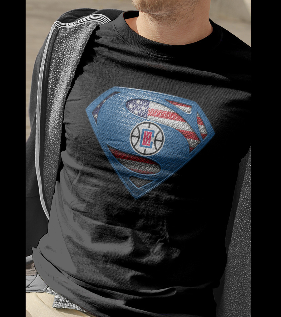 La Clippers Superman Shield American Flag T-Shirt