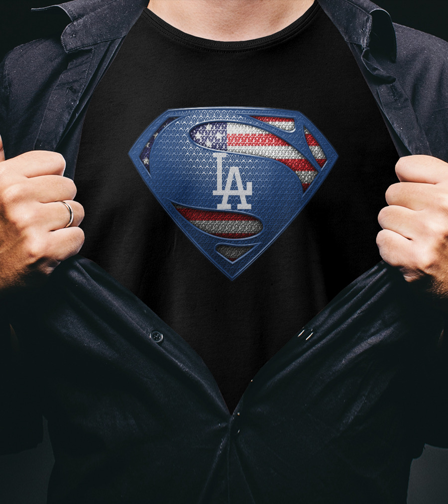 La Dodgers American Flag Superman T-Shirt