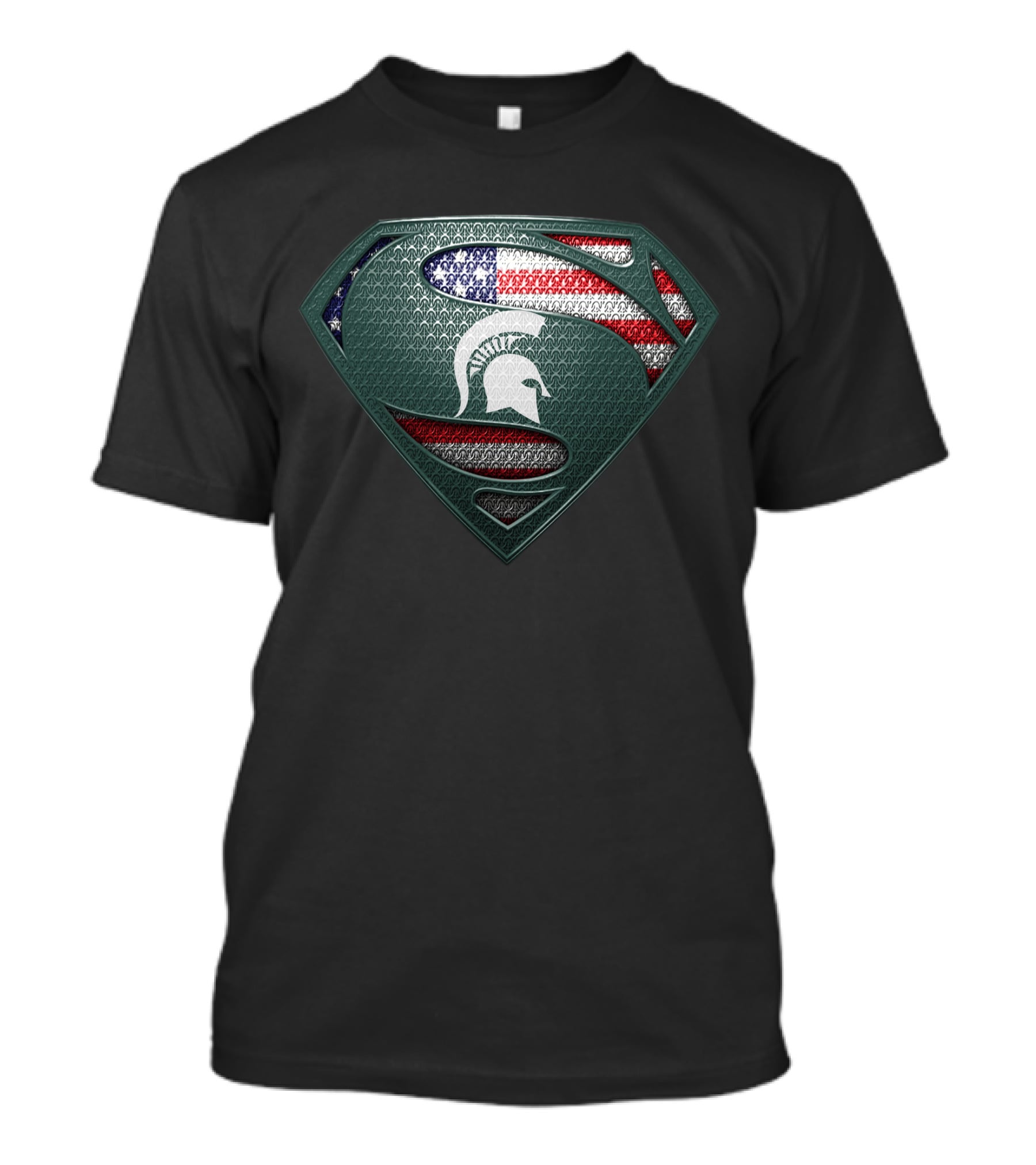 Michigan State Spartans Superman American Flag Crest T-Shirt