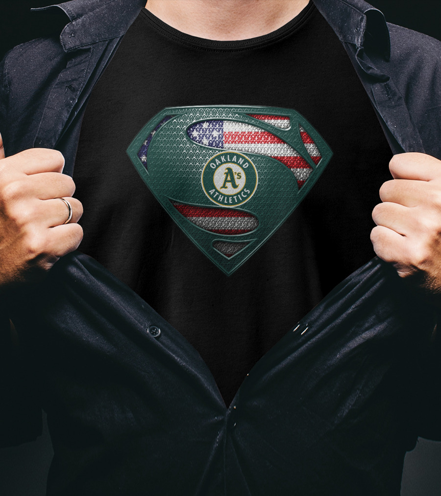 Oakland Athletics A's Superman Symbol American Flag T-Shirt