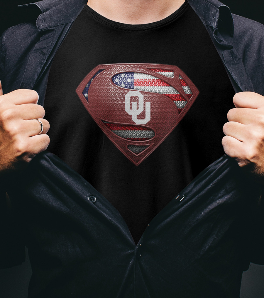 Oklahoma Sooners Ou Superman American Flag T-Shirt