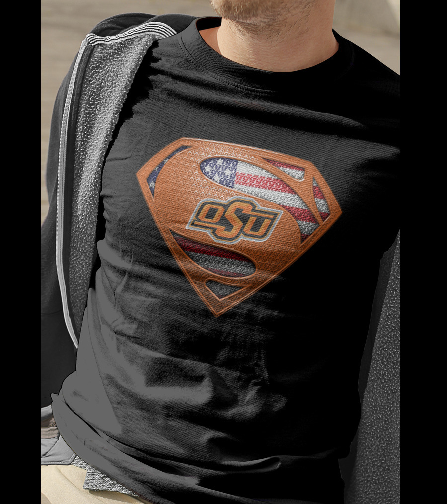 Osu Oklahoma State Cowboys Superman American Flag T-Shirt