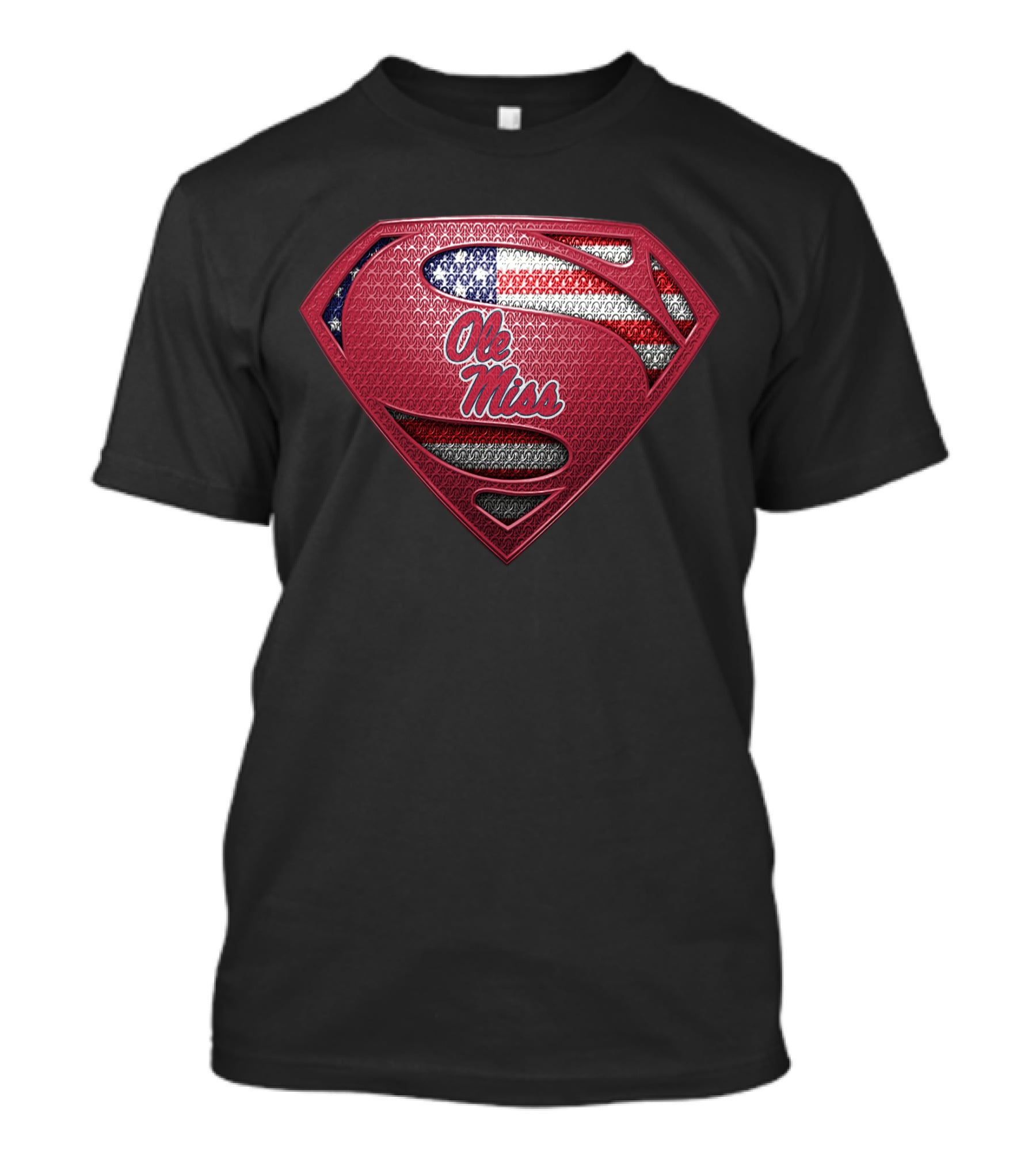 Ole Miss Rebels American Flag Superman Shield T-Shirt