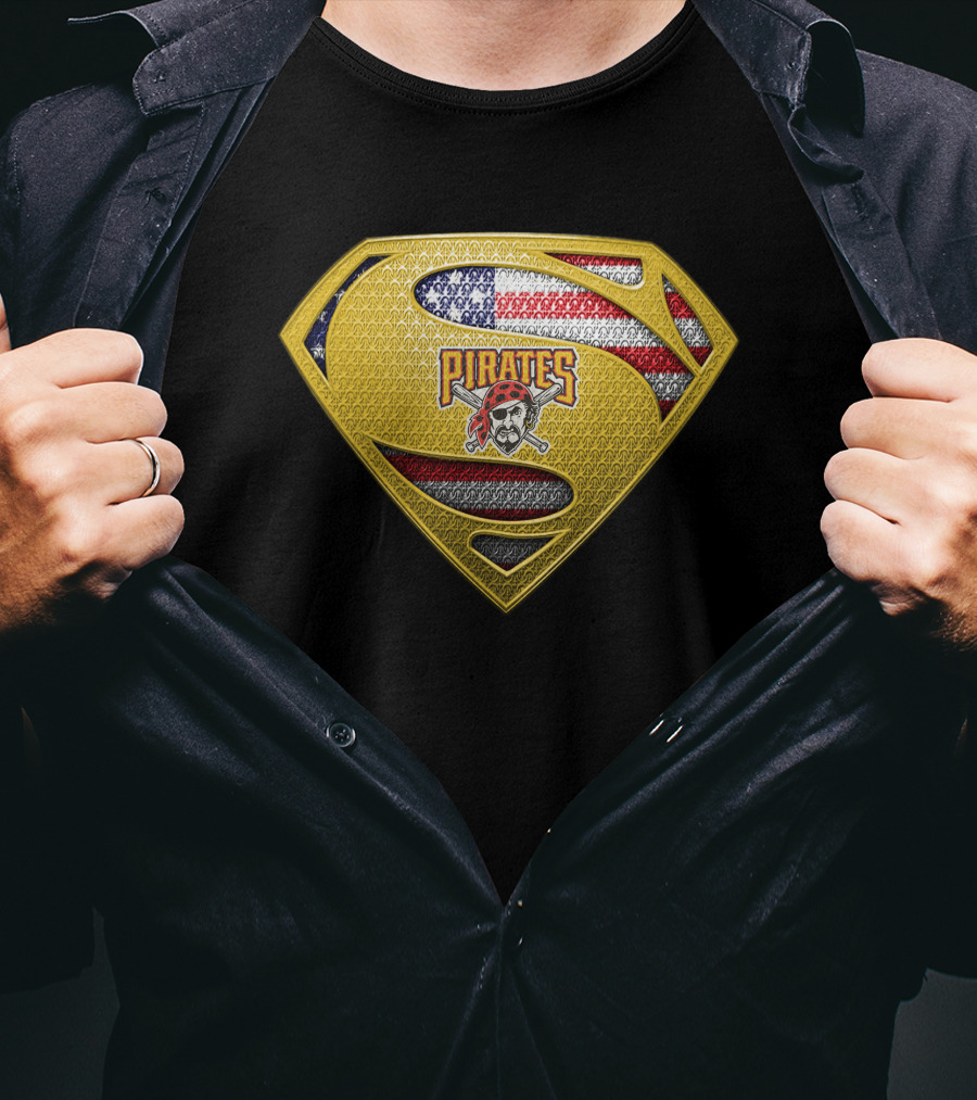 Pittsburgh Pirates Superman Shield American Flag T-Shirt