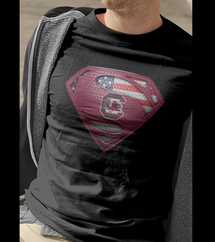 Superman South Carolina Gamecocks American Flag T-Shirt