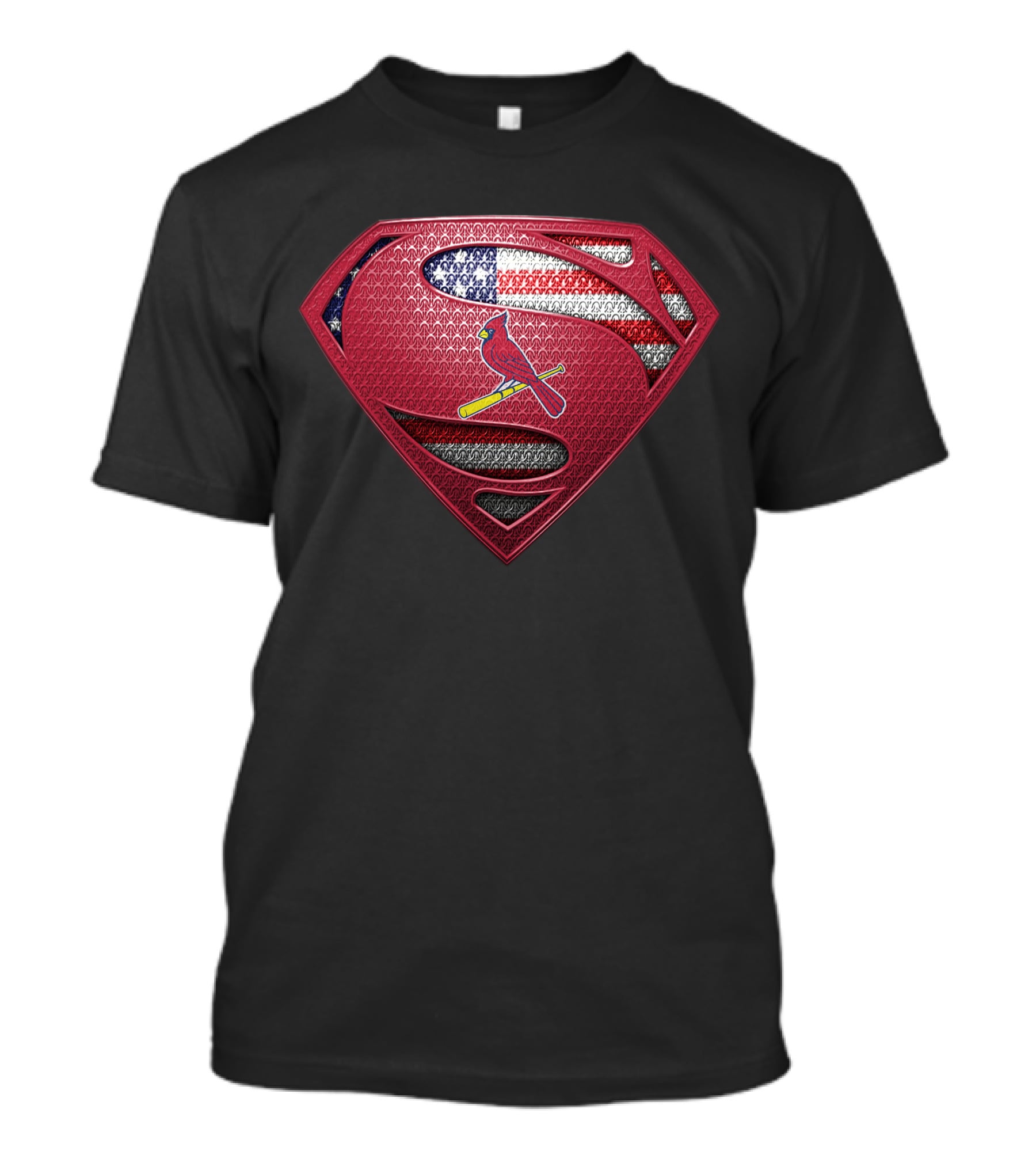 St Louis Cardinals Superman Logo With American Flag T-Shirt