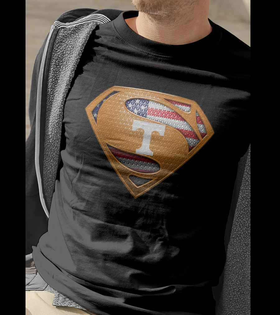 Tennessee Volunteers Superman American Flag T-Shirt