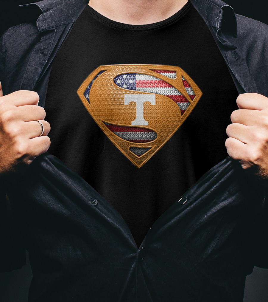 Tennessee Volunteers Superman American Flag T-Shirt