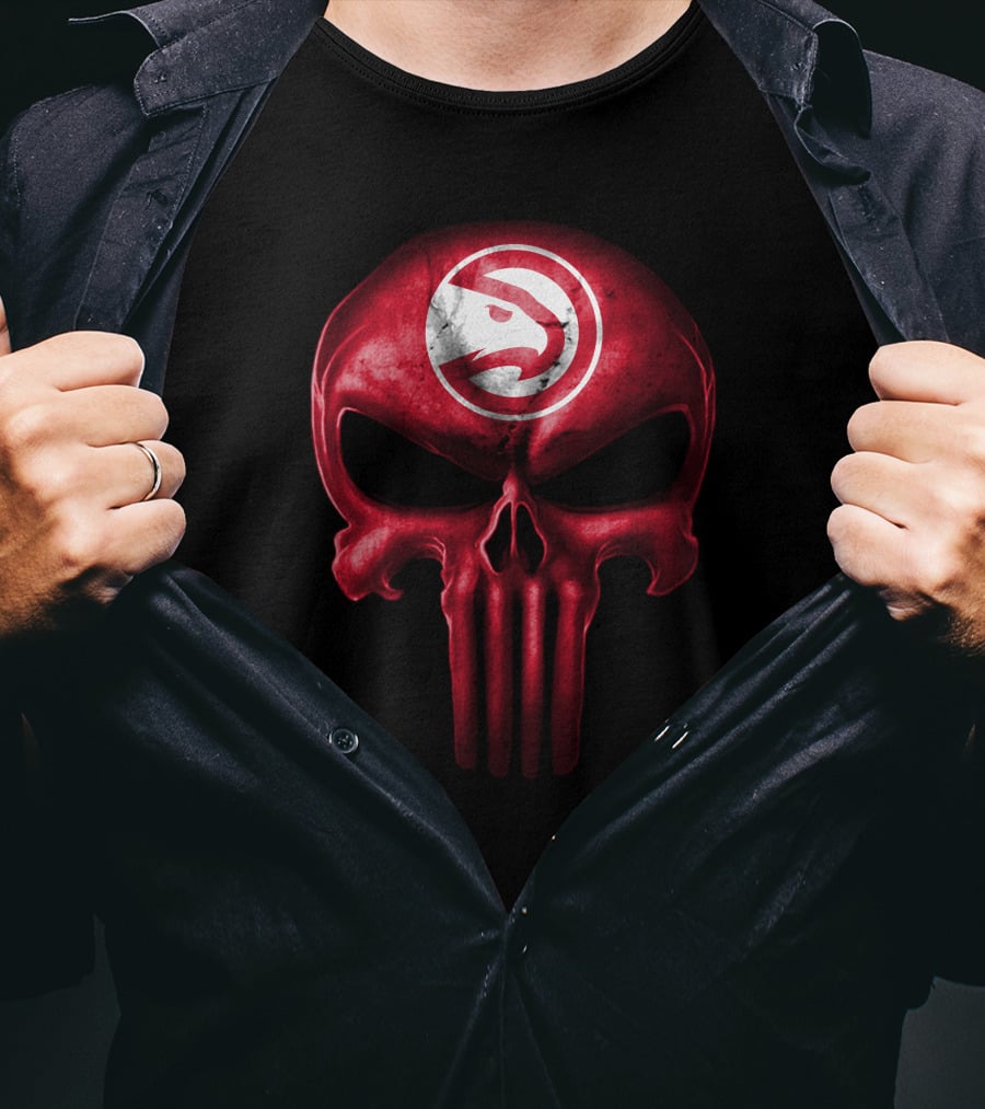 Atlanta Hawks Skull Logo Punisher Style T-Shirt