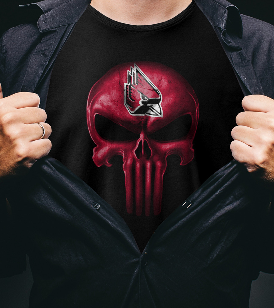 Ball State Cardinals Punisher Skull T-Shirt