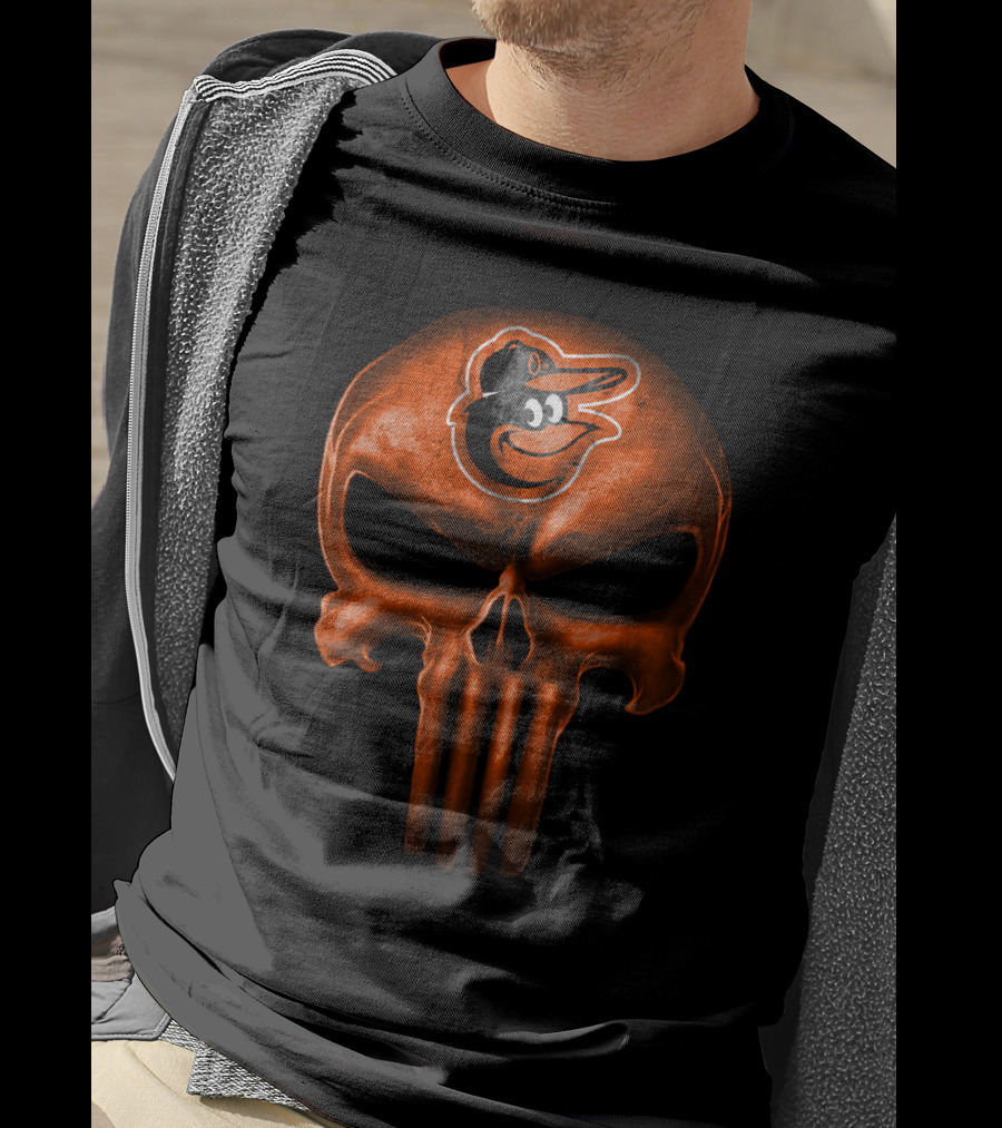 Baltimore Orioles Skull Logo Face Dark Edition T-Shirt