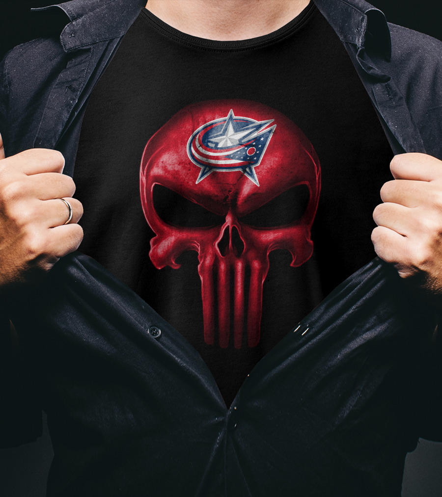 Columbus Blue Jackets Punisher Skull T-Shirt