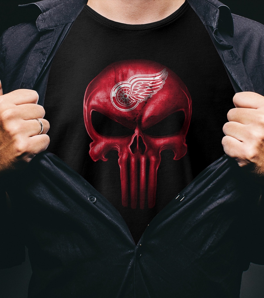 Detroit Red Wings Punisher Skull T-Shirt