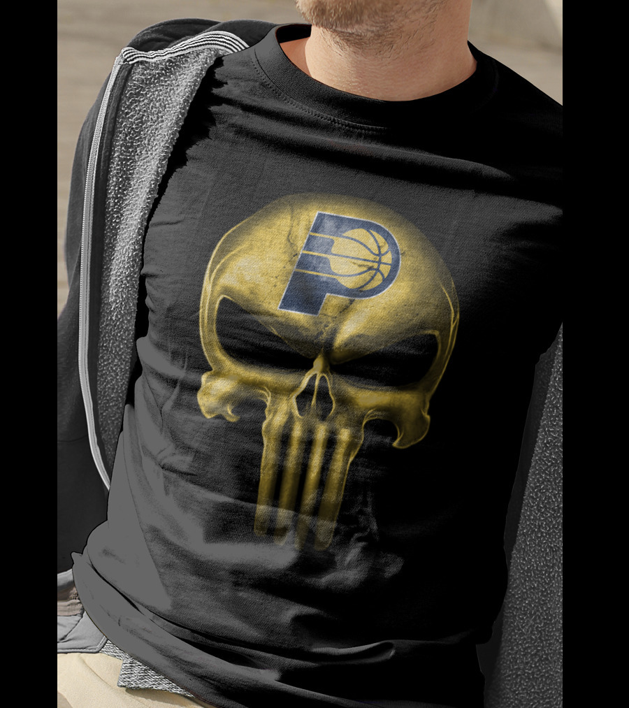 Indiana Pacers Skull Logo Basketball Fusion T-Shirt