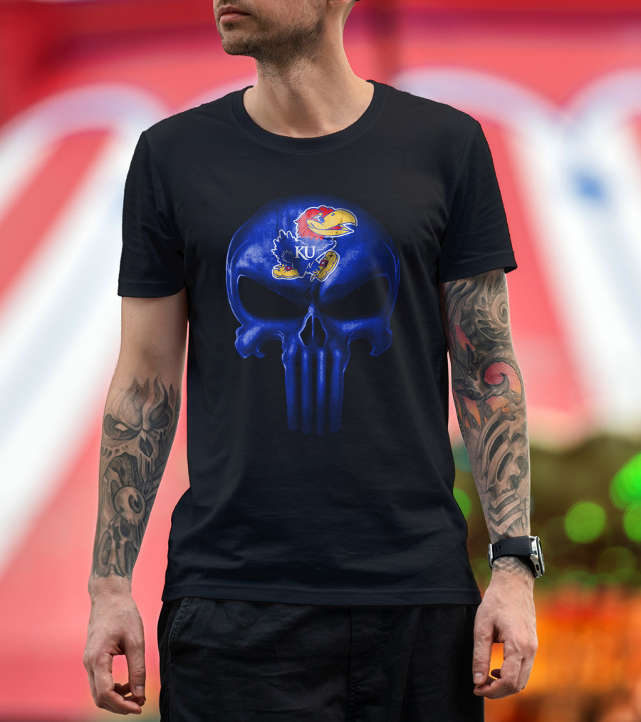 Kansas Jayhawks Skull Ku T-Shirt
