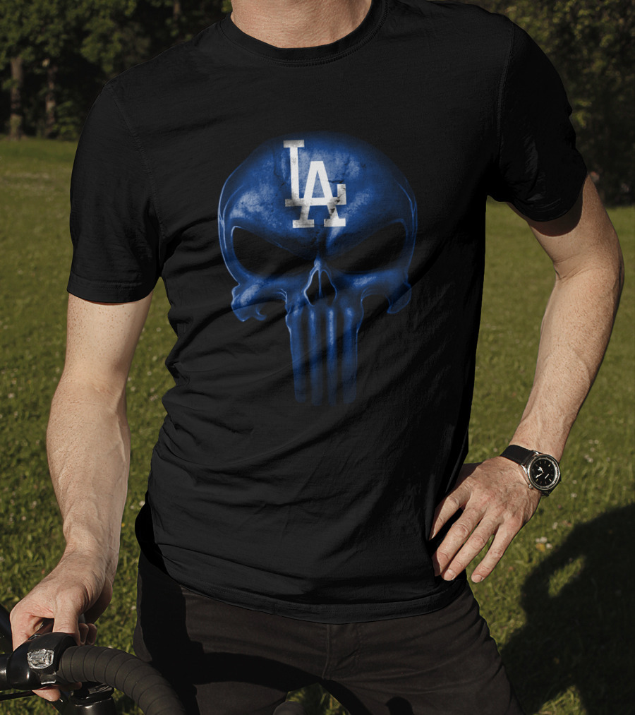 Los Angeles Dodgers Skull Logo Blue T-Shirt