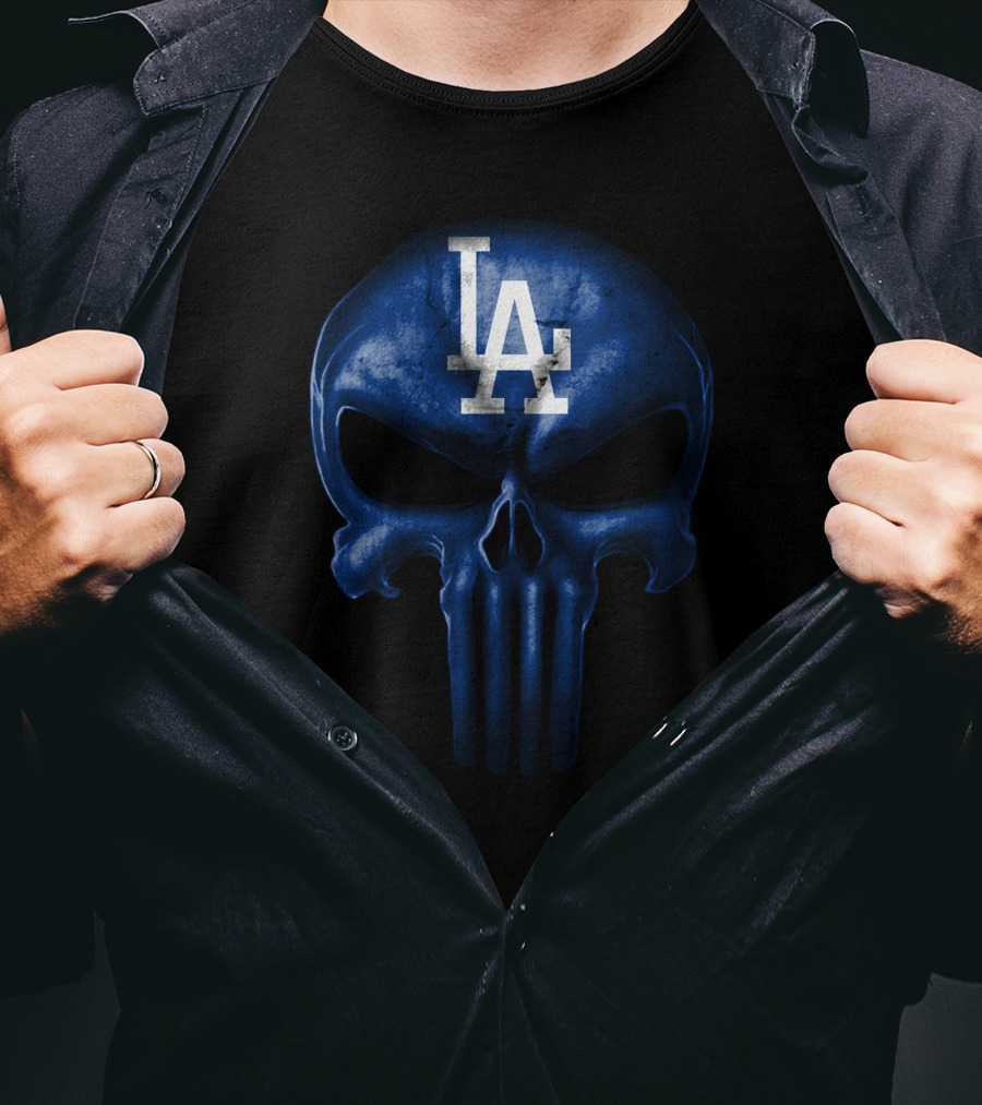Los Angeles Dodgers Skull Logo Blue T-Shirt