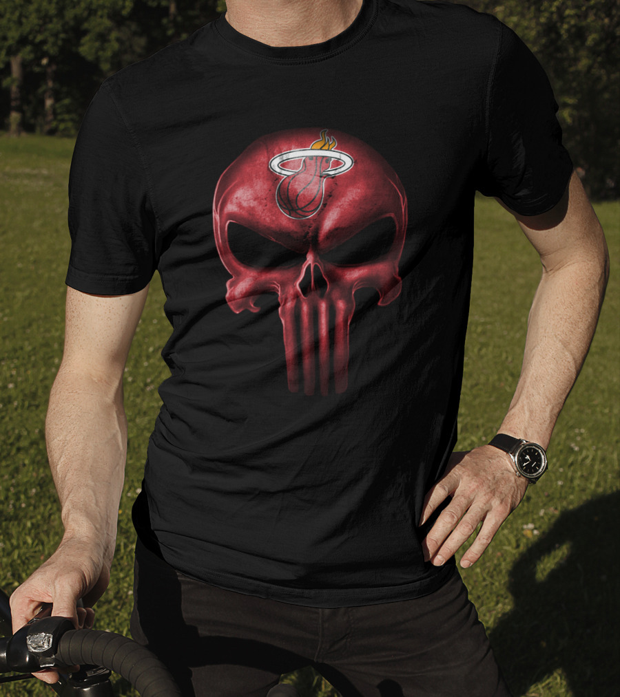Miami Heat Skull Logo Red Punisher Style T-Shirt
