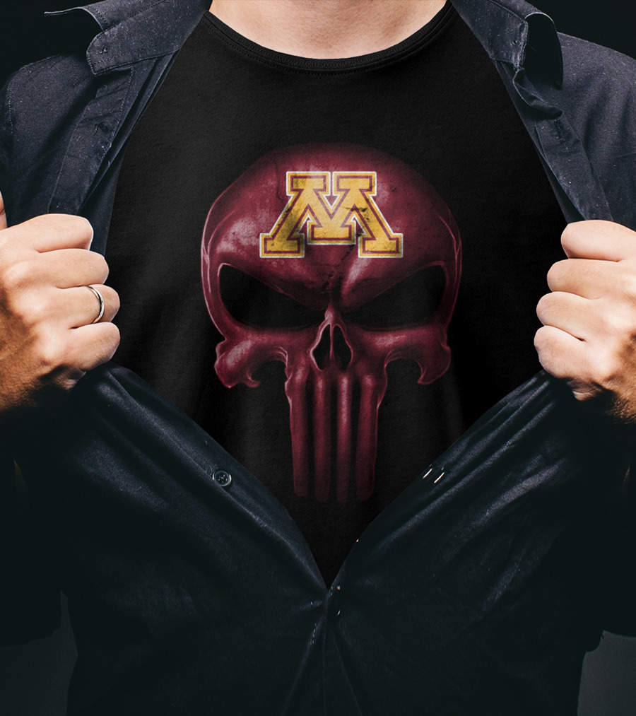 Minnesota Golden Gophers M Logo Skull T-Shirt