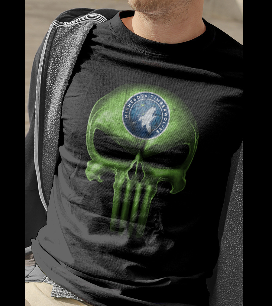 Minnesota Timberwolves Skull Emblem Dark Green T-Shirt