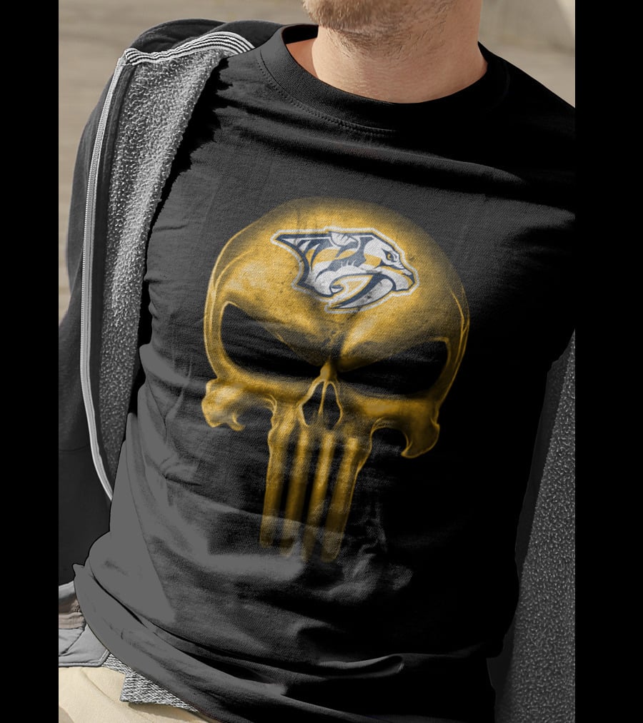 Nashville Predators Skull Punisher Style T-Shirt