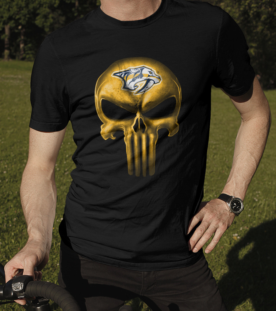 Nashville Predators Skull Punisher Style T-Shirt