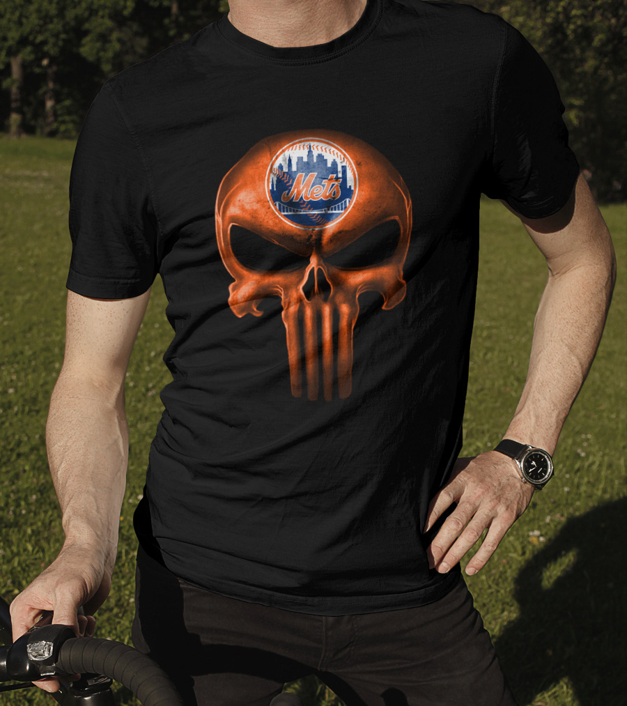 New York Mets Skull Logo Dark T-Shirt
