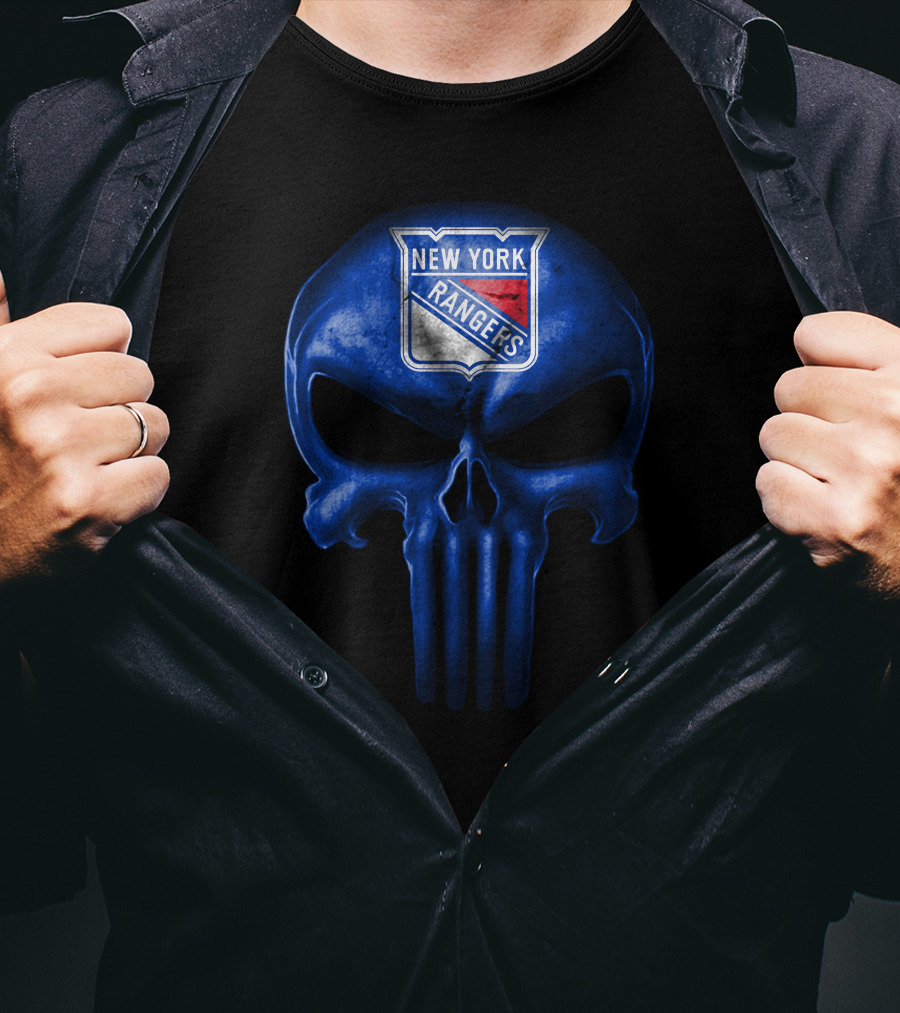 New York Rangers Skull Punisher Logo Fusion T-Shirt
