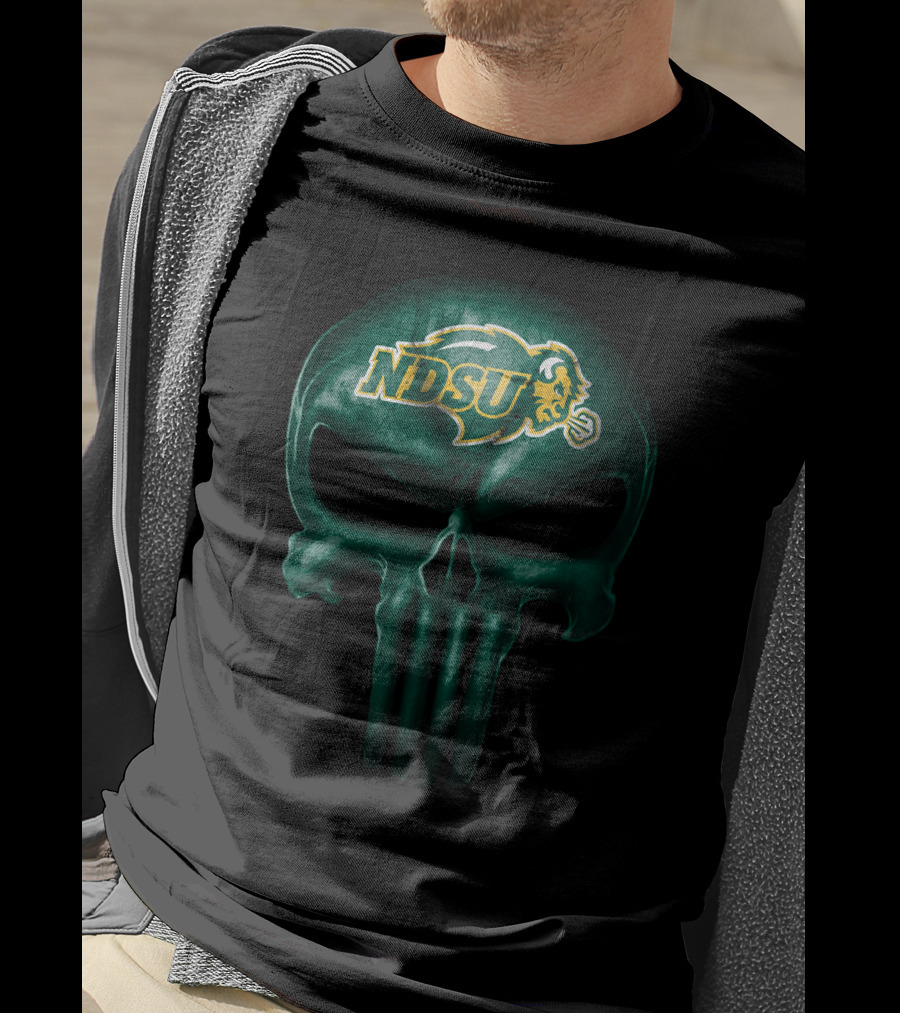 Ndsu Bison Skull Iconic Green Design North Dakota State Bison T-Shirt