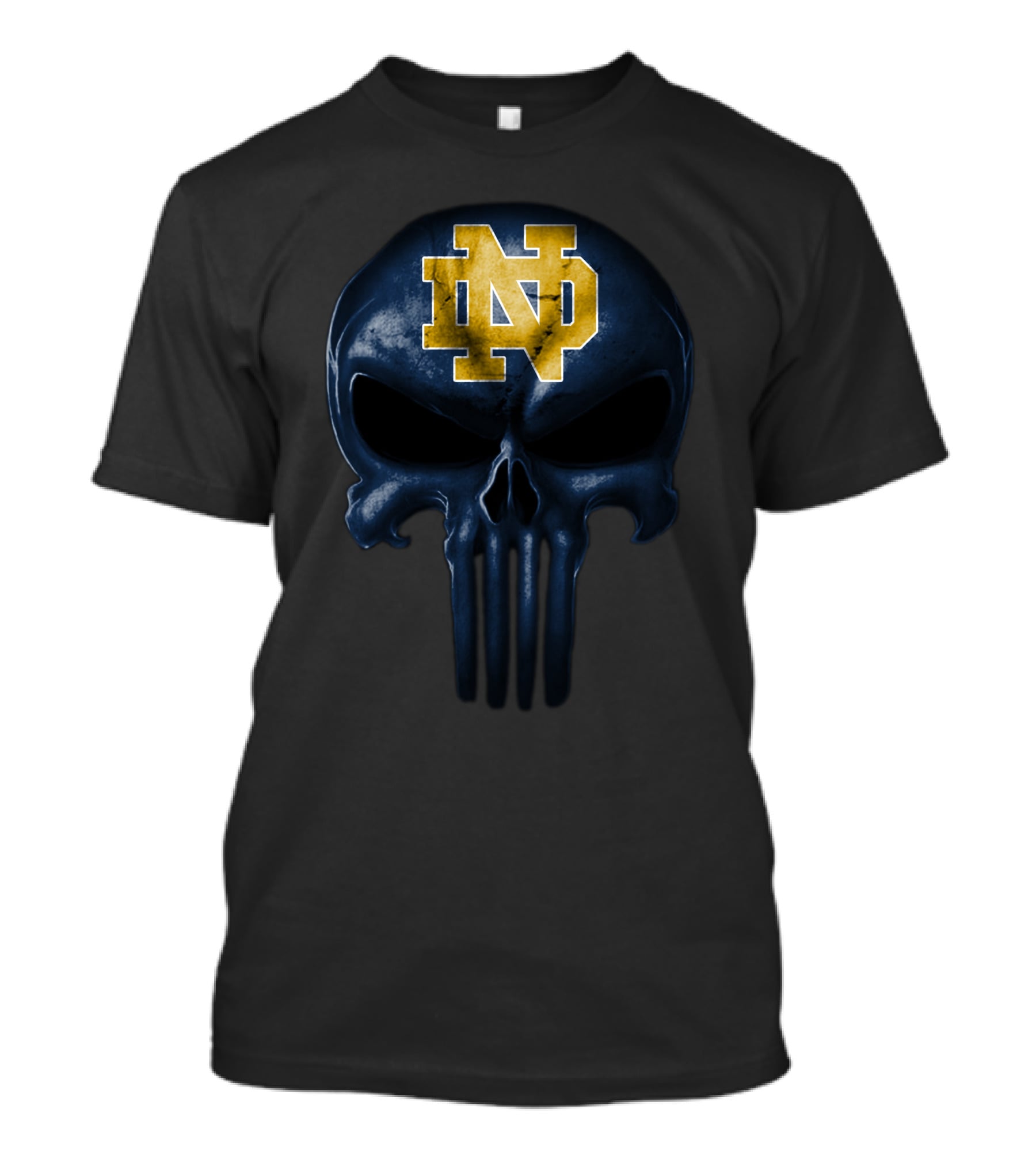 Notre Dame Fighting Irish Skull Design Nd Logo Blue And Gold T-Shirt