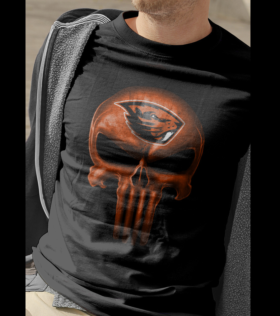 Oregon State Beavers Skull Punisher T-Shirt