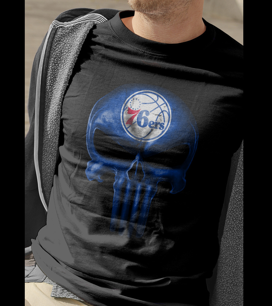 Philadelphia 76ers Punisher Skull T-Shirt