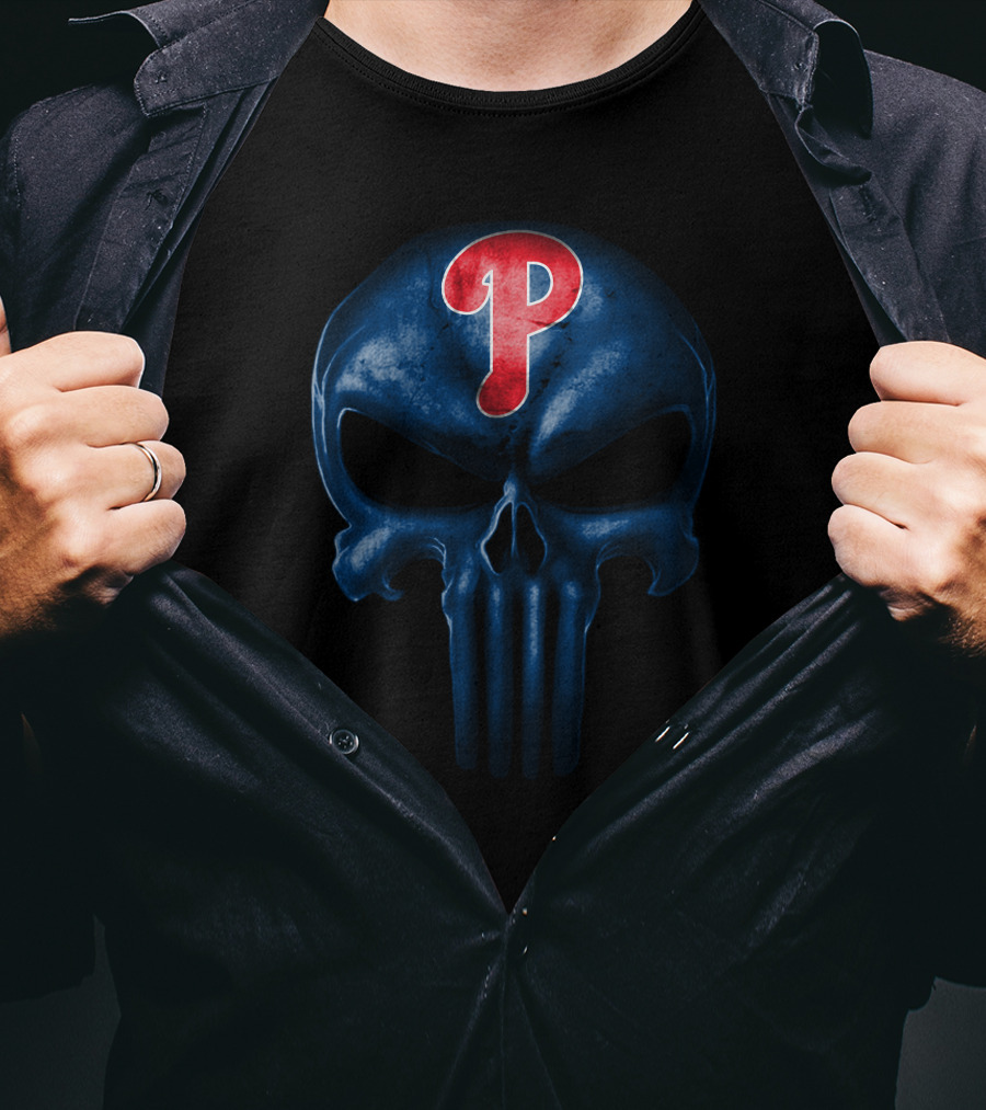 Philadelphia Phillies P Punisher Skull T-Shirt