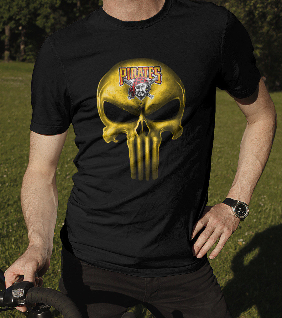 Pittsburgh Pirates Skull Punisher Logo Mashup T-Shirt