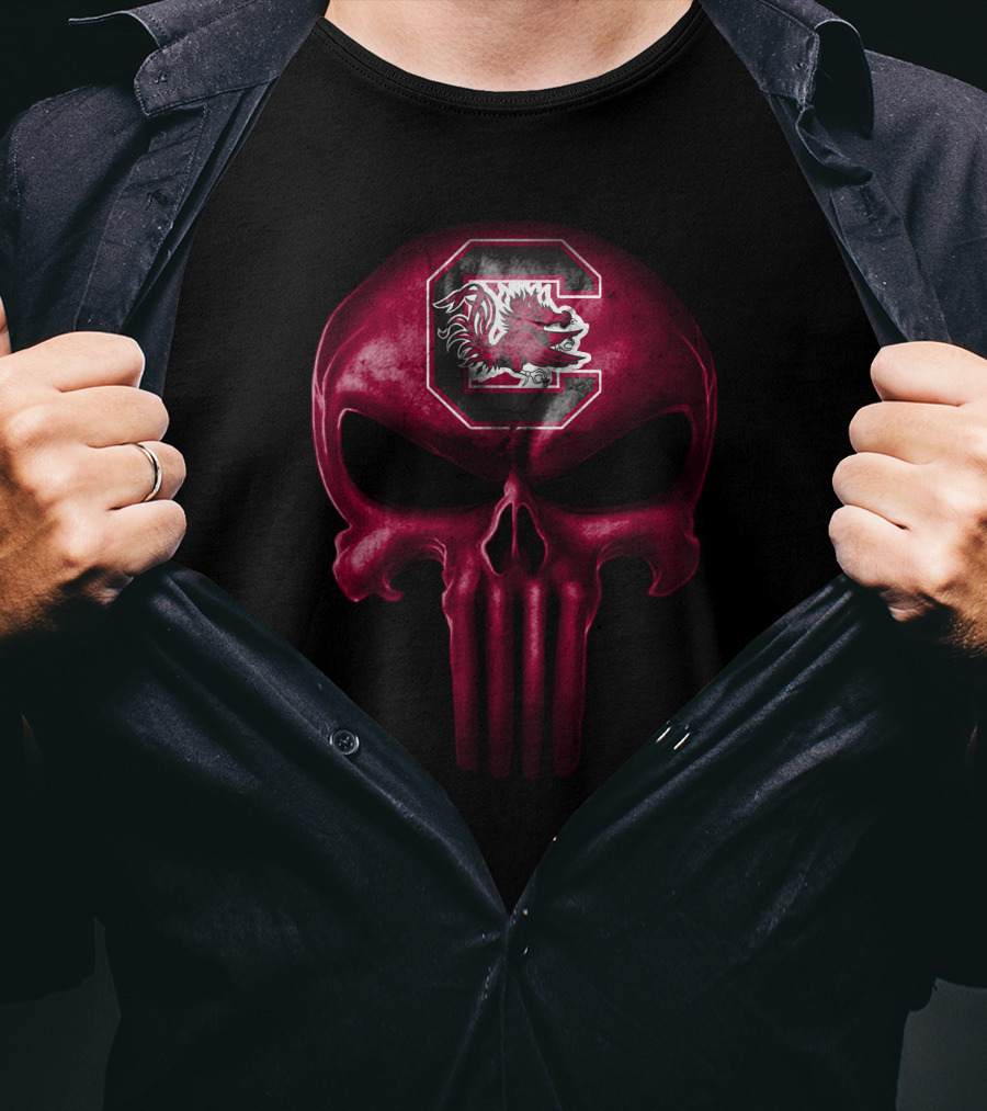 South Carolina Gamecocks Skull Logo Design With Team T-Shirt
