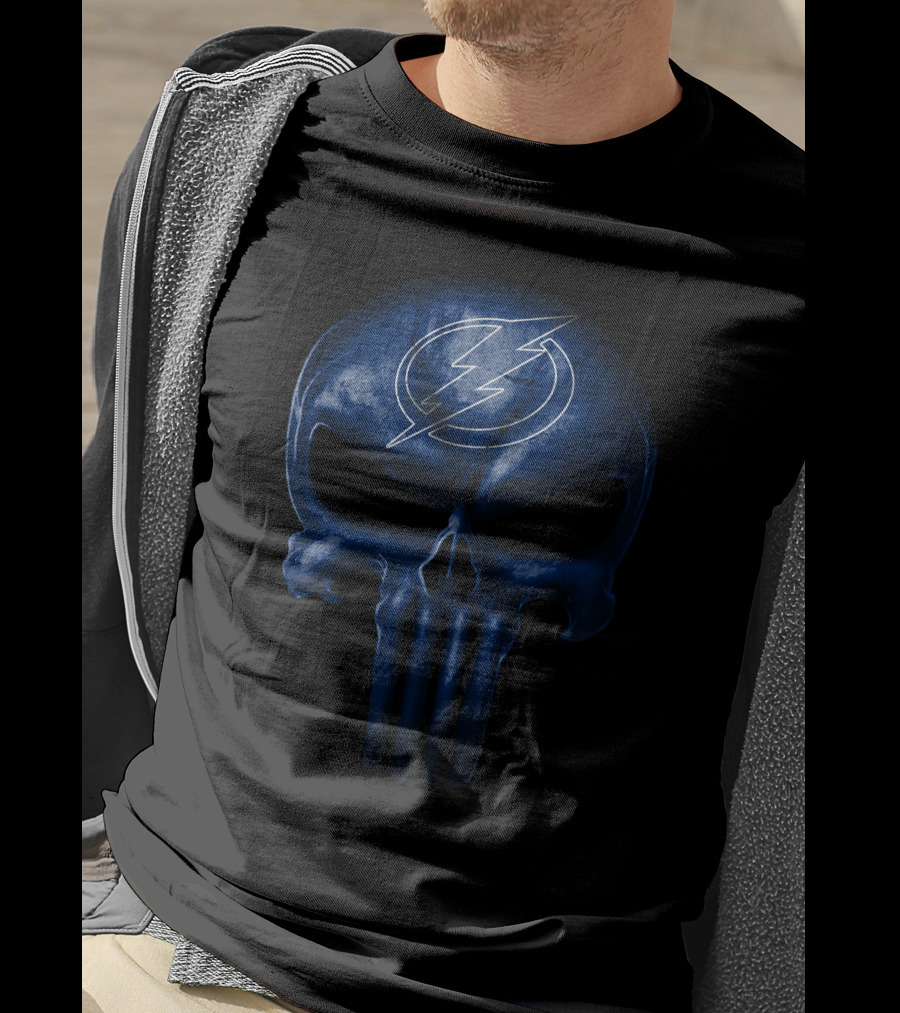 Tampa Bay Lightning Skull Logo Punisher Symbol T-Shirt