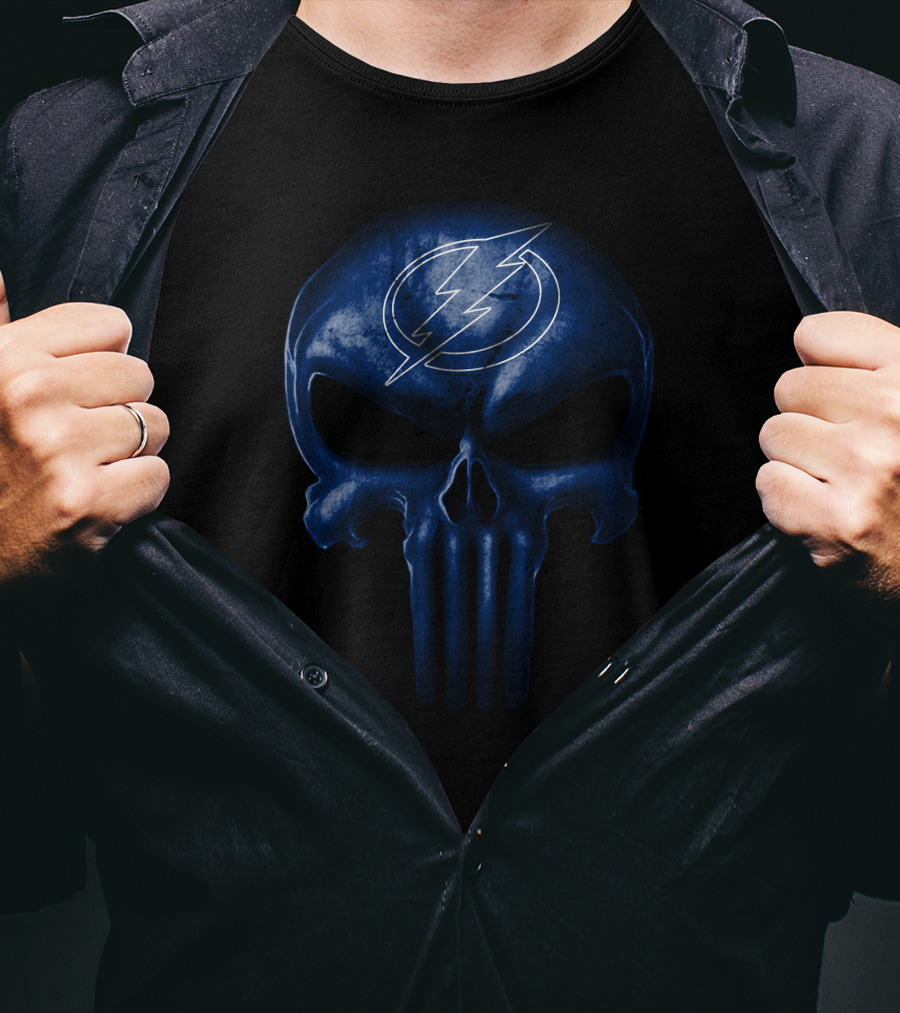 Tampa Bay Lightning Skull Logo Punisher Symbol T-Shirt