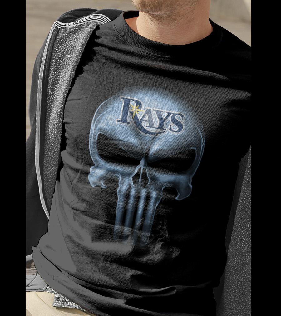 Tampa Bay Rays Skull Logo Fusion T-Shirt