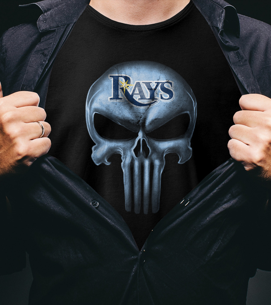 Tampa Bay Rays Skull Logo Fusion T-Shirt