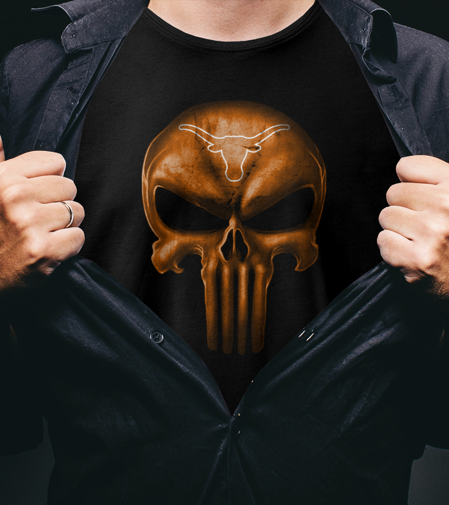 Texas Longhorns Punisher Skull T-Shirt