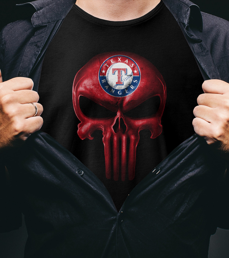 Texas Rangers Punisher Skull T-Shirt