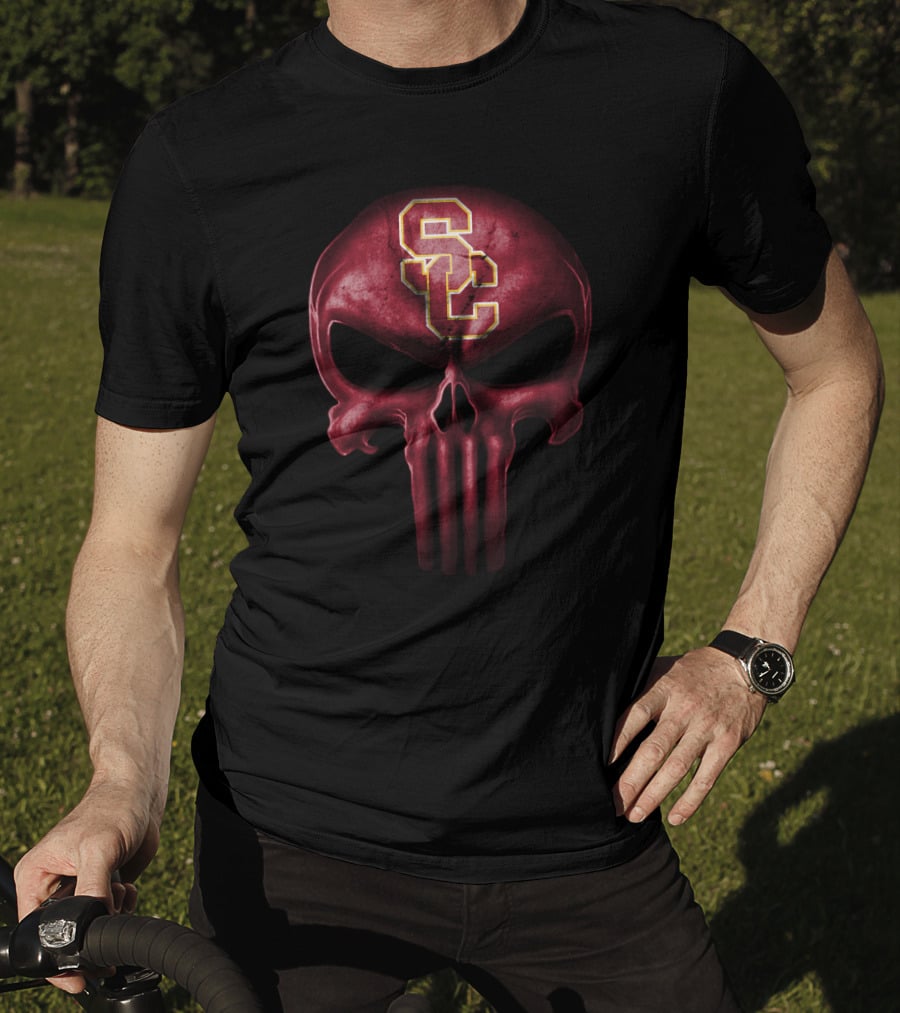 Usc Trojans Skull Punisher Style T-Shirt