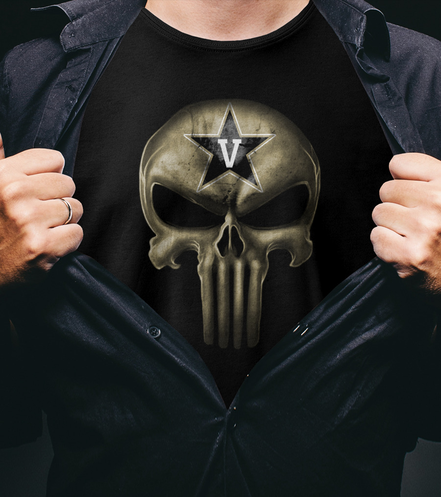 Vanderbilt Commodores Skull Punisher T-Shirt