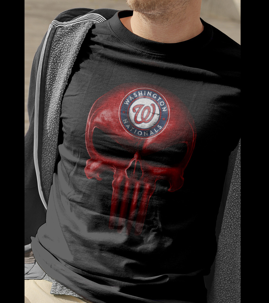 Washington Nationals Skull Logo Design Punisher Style T-Shirt