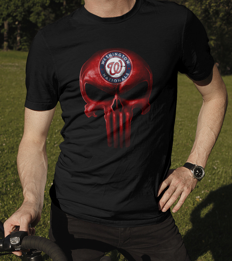 Washington Nationals Skull Logo Design Punisher Style T-Shirt