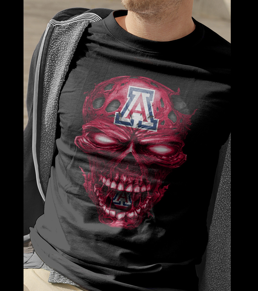 Arizona Wildcats Skull Red Grunge T-Shirt